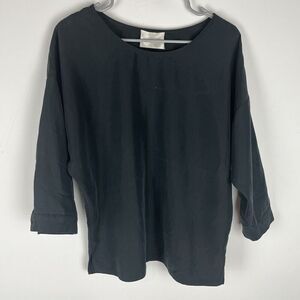 La Garconne‎ Modrne Black Blouse Contemporary Modern Lagenlook XS Boxy​​​